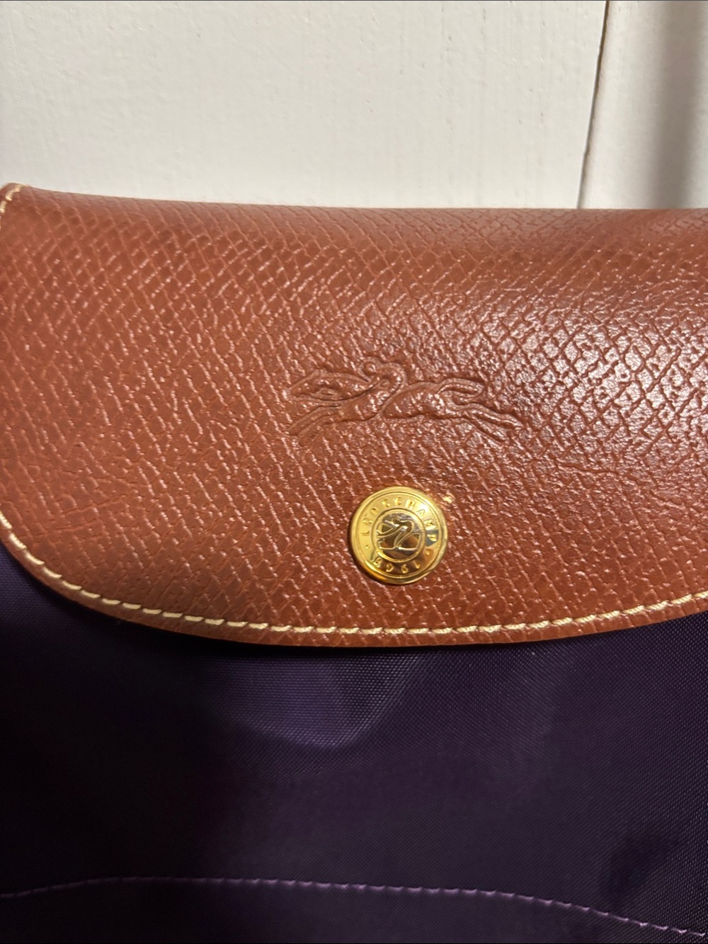 Authentic Longchamp Purple and Brown Leather Tote - Picture 2 of 8